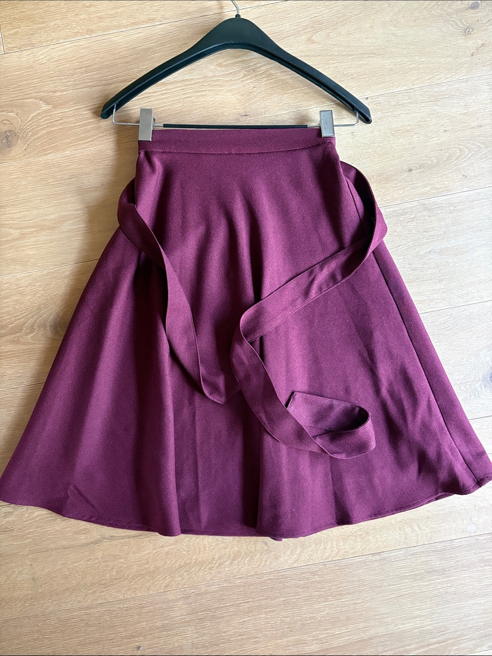 Tokyo Burgundy A-Line Wrap Skirt-Elastic Waist, Flare